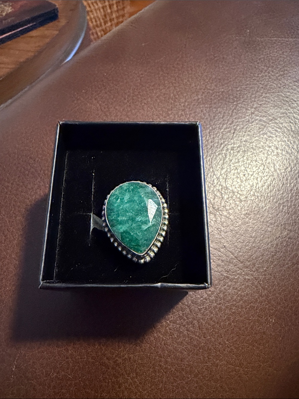 Green onyx and sterling silver ring size 10- Women's Jewelry